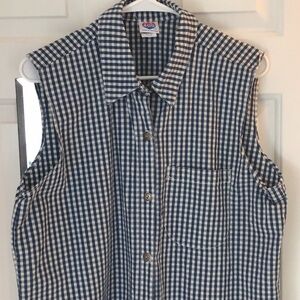 Vintage Y2K (LA 405) Blue & White Checkered Button Down Shirt  Lg 100% cotton